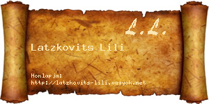 Latzkovits Lili névjegykártya